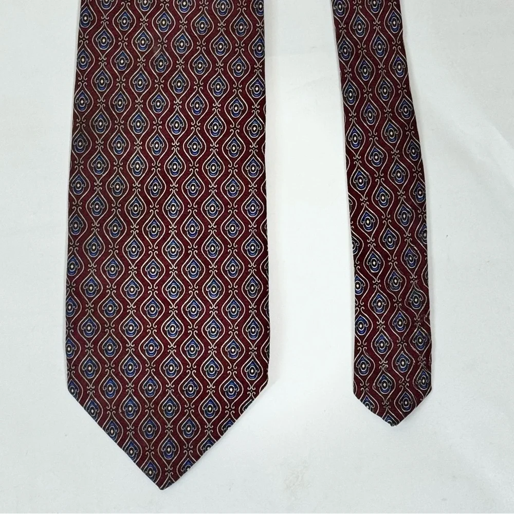 Robert Talbott Studio Men’s Necktie Burgundy & Blue All Silk Tie Handmade in USA